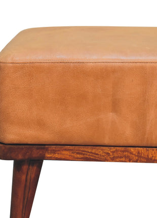 Tan Buffalo Leather Tan Footstool