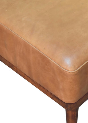 Tan Buffalo Leather Tan Footstool