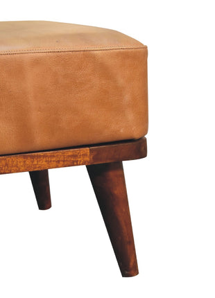 Tan Buffalo Leather Tan Footstool