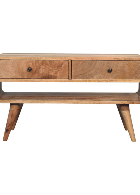 Reverse Curve Oak-ish Media Unit