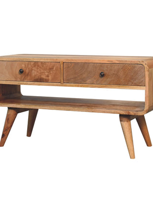 Reverse Curve Oak-ish Media Unit