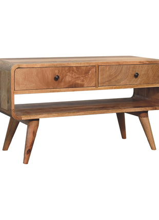 Reverse Curve Oak-ish Media Unit