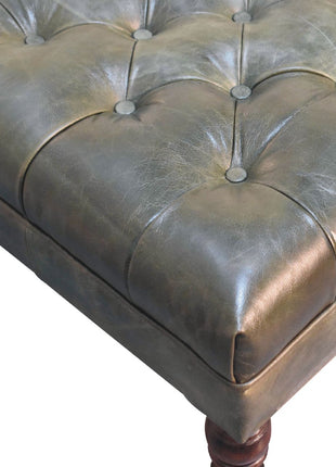 Buffalo Green Leather Ottoman with Castor Legs