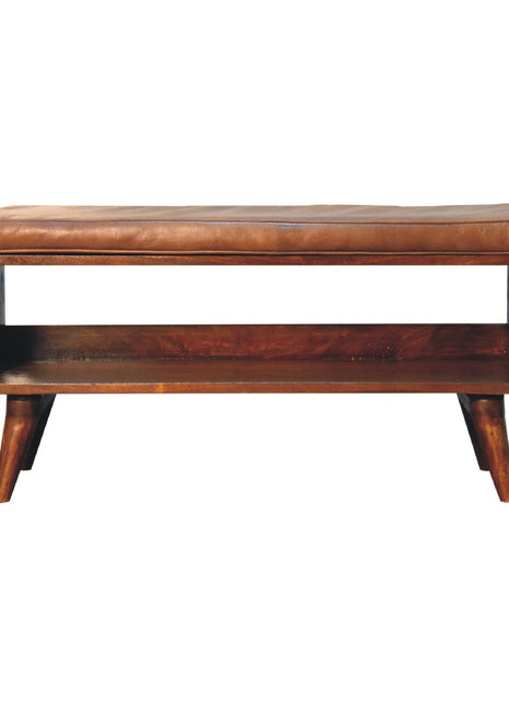 Chestnut Bench with Brown Leather Seatpad