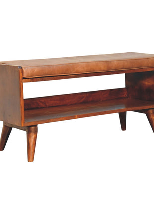 Chestnut Bench with Brown Leather Seatpad