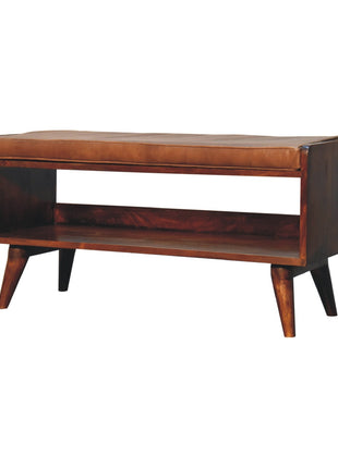 Chestnut Bench with Brown Leather Seatpad