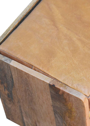 Oak-ish Bench with Tan Leather Seatpad