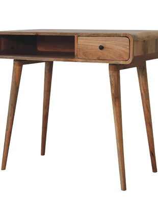Gebogener Schreibtisch im Eichenholz-Stil