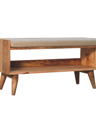 Oak-ish Nordic Storage Bench With Mud Linen