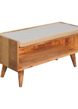 Oak-ish Nordic Storage Bench With Mud Linen