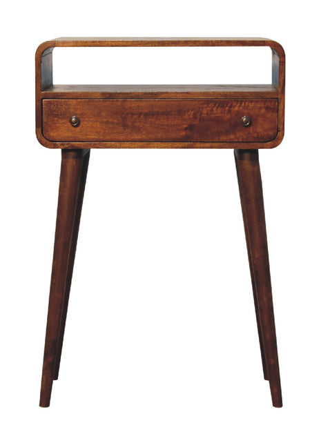 Chestnut Nordic Style One Drawer & One Open Slot Console Table