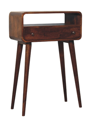 Chestnut Nordic Style One Drawer & One Open Slot Console Table