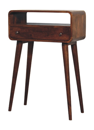 Chestnut Nordic Style One Drawer & One Open Slot Console Table