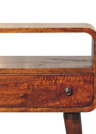 Chestnut Nordic Style One Drawer & One Open Slot Console Table