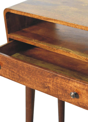 Chestnut Nordic Style One Drawer & One Open Slot Console Table