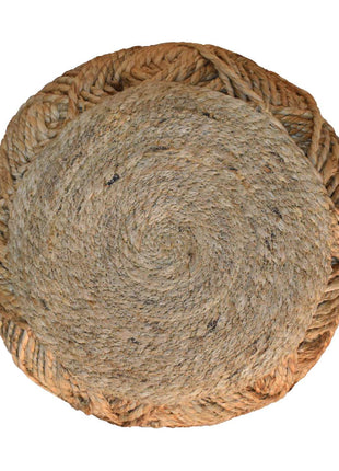 Fußhocker aus Jutefaser, kleines Muster