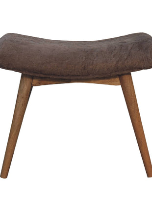 Mocha Faux Fur Curved Bench