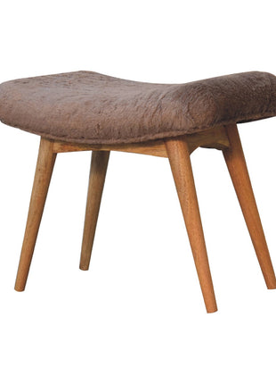Mocha Faux Fur Curved Bench