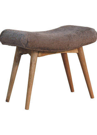 Mocha Faux Fur Curved Bench