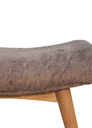 Mocha Faux Fur Curved Bench