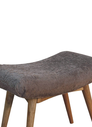 Mocha Faux Fur Curved Bench