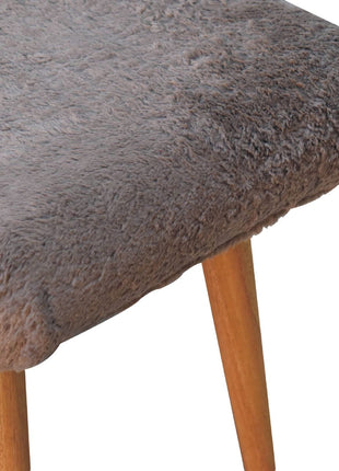 Mocha Faux Fur Curved Bench