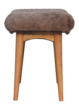 Mocha Faux Fur Curved Bench