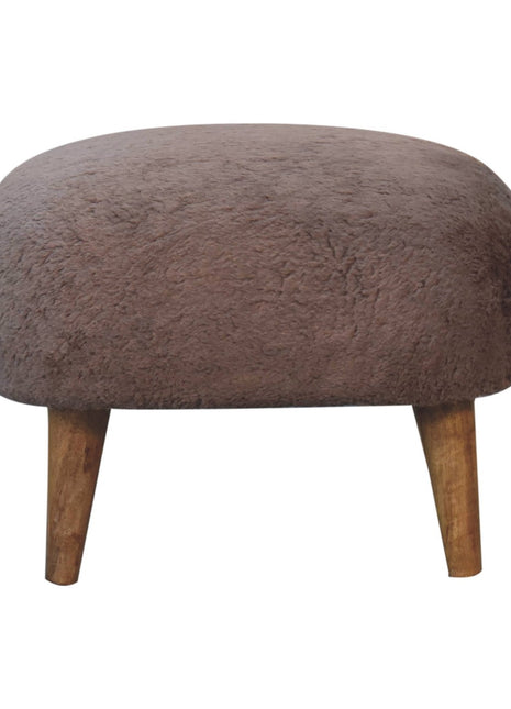 Mocha Faux Fur Square Stool