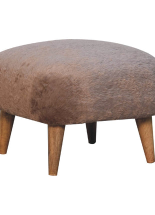 Mocha Faux Fur Square Stool