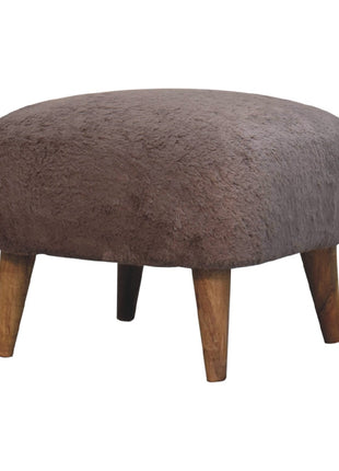 Mocha Faux Fur Square Stool
