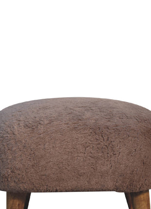 Mocha Faux Fur Square Stool