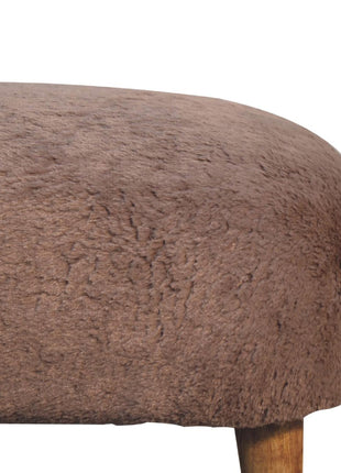Mocha Faux Fur Square Stool