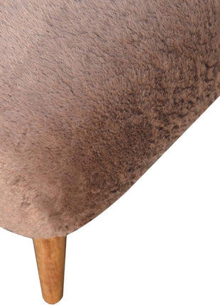 Mocha Faux Fur Square Stool
