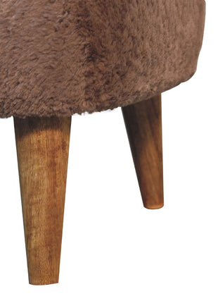 Mocha Faux Fur Square Stool