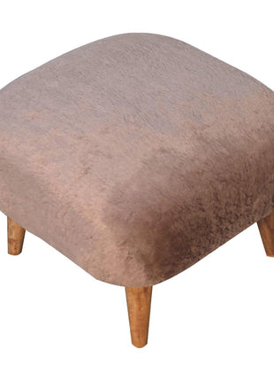 Mocha Faux Fur Square Stool