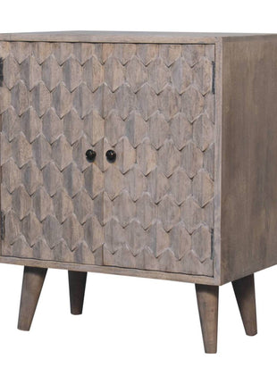 Mini Pineapple Carved Stone Finish Cabinet