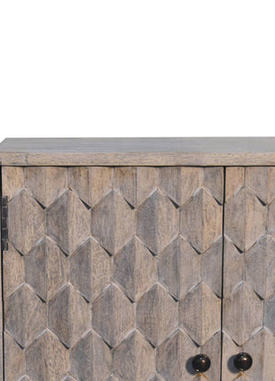 Mini Pineapple Carved Stone Finish Cabinet