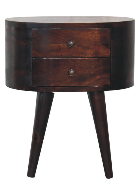 Light Walnut Rounded Bedside Table