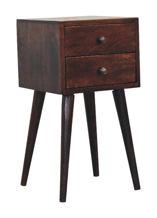 Mini 2 Drawer Light Walnut Bedside