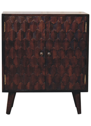 Mini Pineapple Carved Light Walnut Cabinet