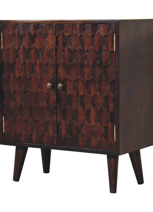 Mini Pineapple Carved Light Walnut Cabinet