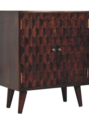 Mini Pineapple Carved Light Walnut Cabinet