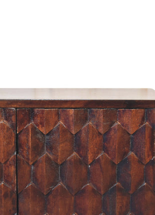 Mini Pineapple Carved Light Walnut Cabinet