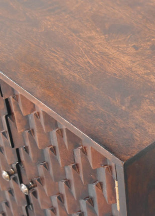 Mini Pineapple Carved Light Walnut Cabinet