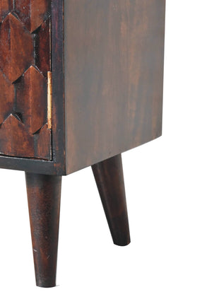 Mini Pineapple Carved Light Walnut Cabinet