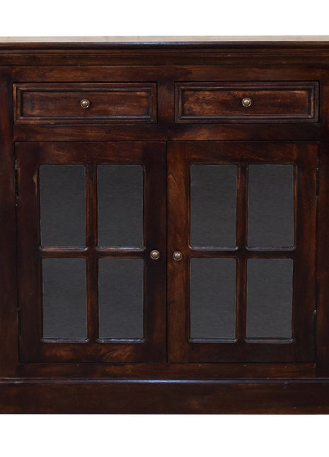 Light Walnut Cabinet with Glazed Doors