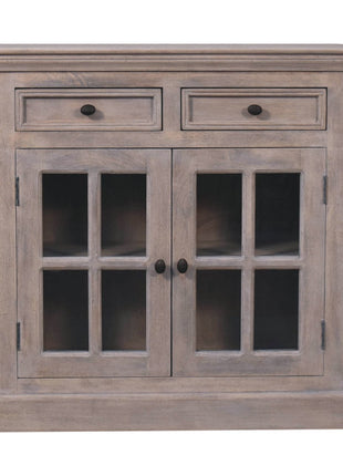 Stone Finish Cabinet with Glazed Doors