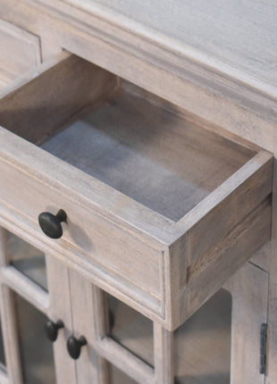 Stone Finish Cabinet with Glazed Doors
