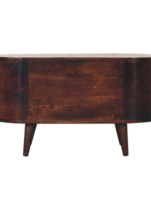 Light Walnut Rounded Lid-up Blanket Box
