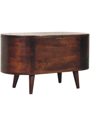 Light Walnut Rounded Lid-up Blanket Box